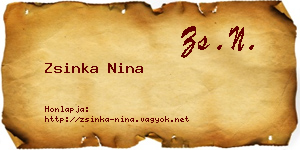 Zsinka Nina névjegykártya